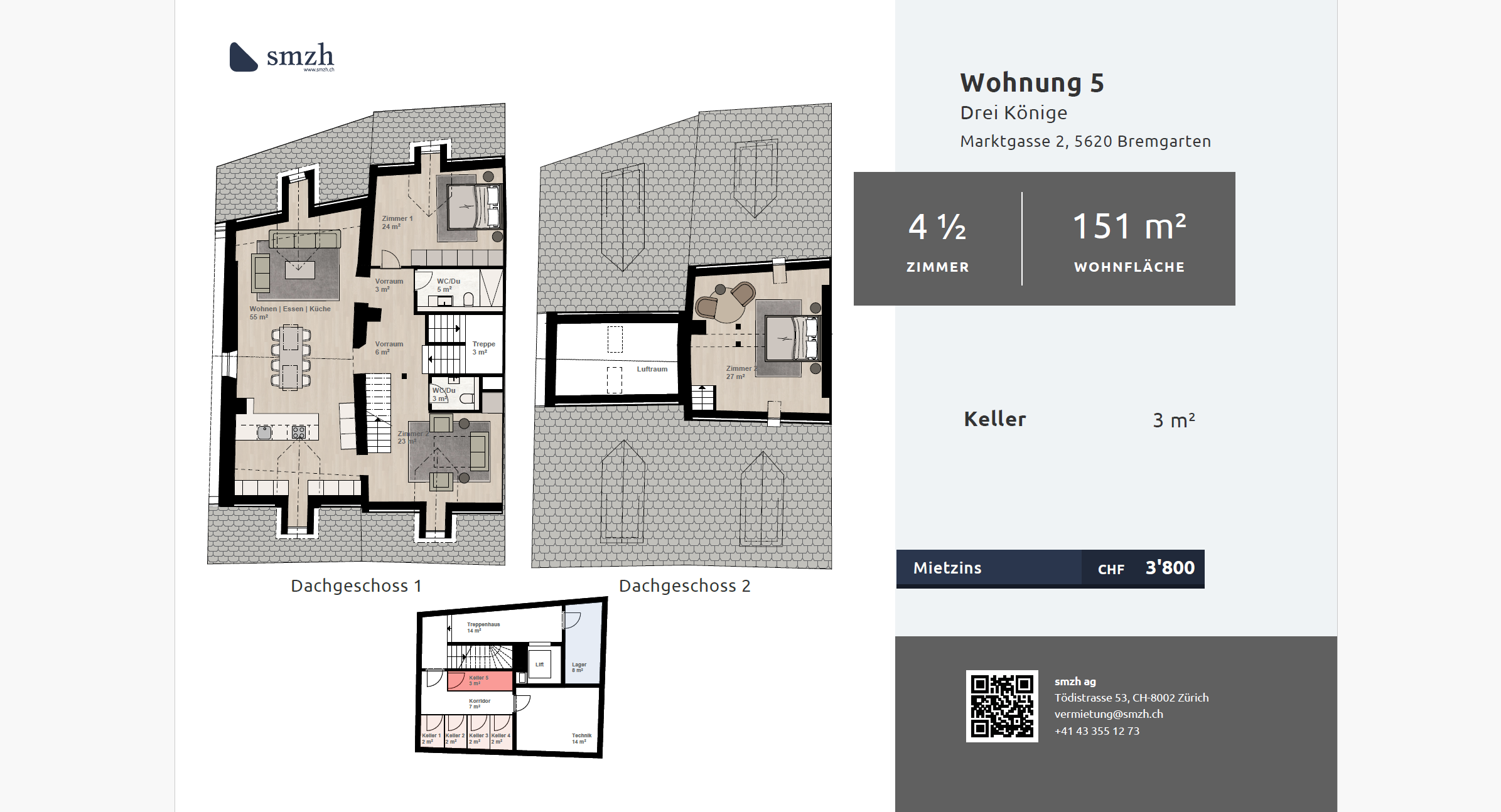 Charmante, kernsanierte 4.5-Zimmer-Dachmaisonettewohnung - 2