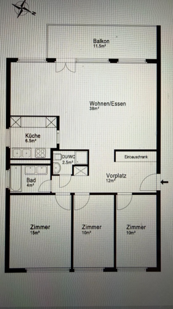 4.5-Zi.-Wohnung mit Balkon 2300 inkl. Nebenkosten - 3
